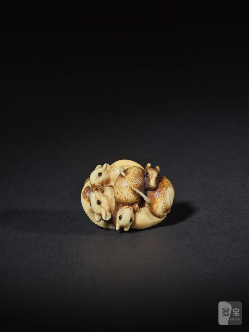 象牙彫根付 鼠七匹 銘「友親」 19世紀 | NETSUKE EN IVOIRE REPRÉSENTANT UN GROUPE DE SEPT RATS - 图2